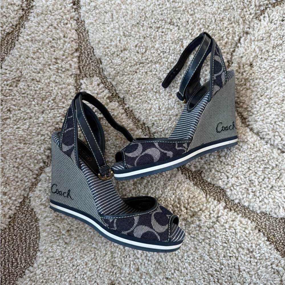 Coach - Patterned Blue and Gray Wedges